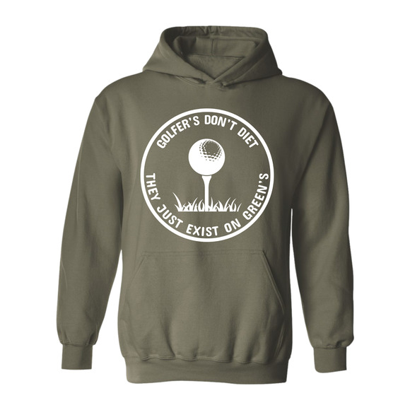 Golf Hoodie Golfers Dont Diet On Greens Golfing TEE Sweatshirt - Picture 11 of 15